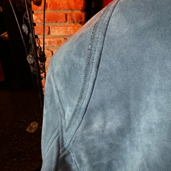 $2498 JOHN VARVATOS Blue Steel ROCKAWAY Suede Jacket sz 48 - Picture 15 of 16